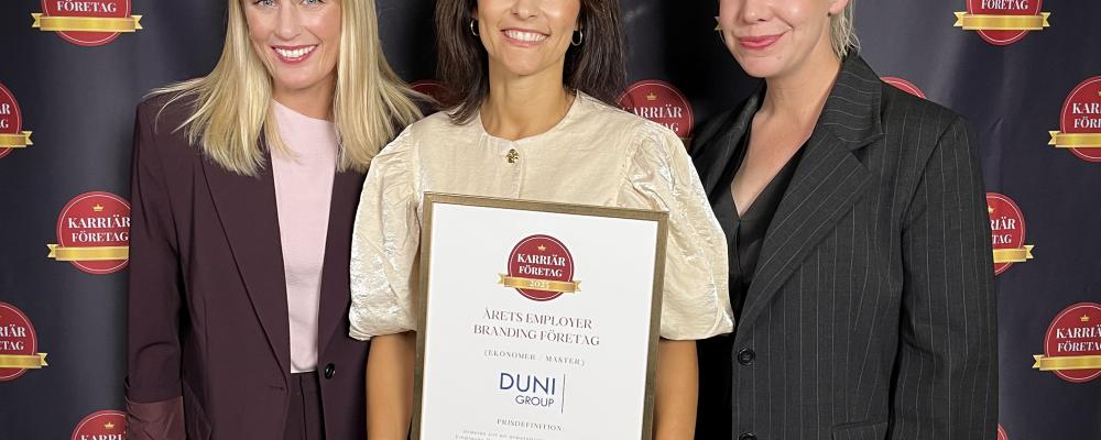 Each year, Karriärföretagen awards prizes to Sweden's most attractive employers. Duni Group won the Employer Branding Company of the Year in the economists category and was also nominated for Career Company of the Year. Photo: Duni Group