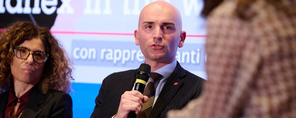 Luca Mazzotti, General Manager of Maflex, during the “Imprese Vincenti” Tuscany and Umbria award ceremony promoted by Intesa Sanpaolo. Photo: Maflex