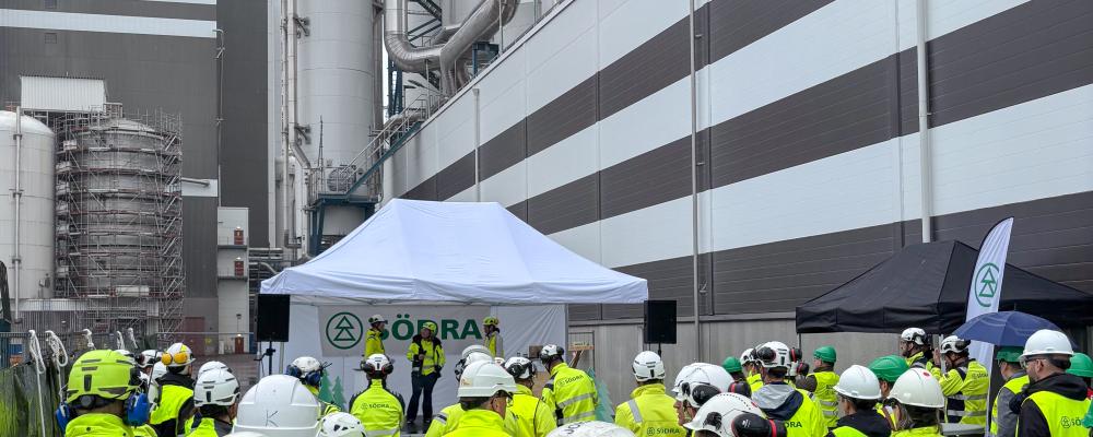 The plant is being constructed with support from the Swedish Energy Agency’s Industrial Leap (Sw. Industriklivet), a government programme that supports technology investments aimed at reducing the climate impact of industry.  Photo: Södra