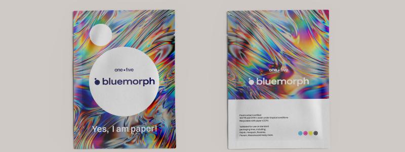 The high-barrier paper Bluemorph was specifically developed by one.five for complex requirements in the food and non-food sectors, for which petroleum-based plastics or non-recyclable composite materials have predominantly been used to date. Photo: One.five