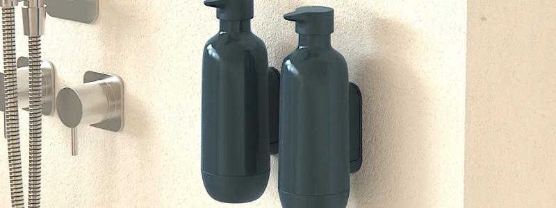 A pair of Meadow’s wall-mounted aluminium dispensers. Photo: Meadow.