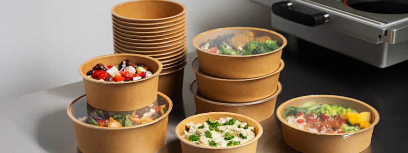 The round bowl format is adapted for modern food concepts such as salads, bowls, sushi and poke bowls and provides a clear and appetising presentation on the retail shelf.