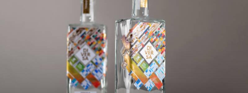 The folder showcases five label materials, each paired with a printed sample that demonstrates how UPM's materials perform with complex designs and rich embellishments. Photo: UPM Adhesive Materials