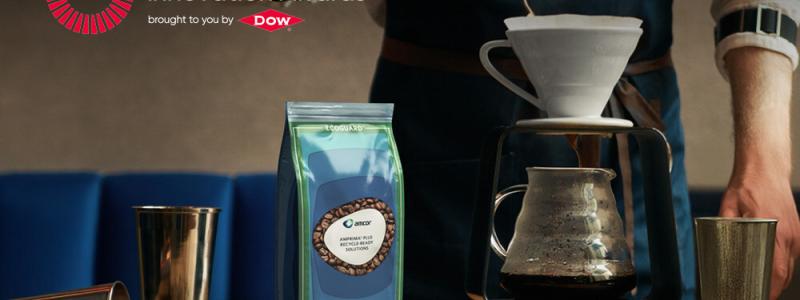 Amcor’s AmPrima Plus solution has been commended for its application in recycle-ready coffee packaging. Image: Amcor/PRNewswire