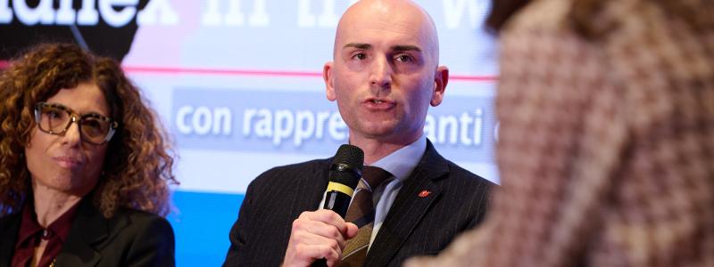 Luca Mazzotti, General Manager of Maflex, during the “Imprese Vincenti” Tuscany and Umbria award ceremony promoted by Intesa Sanpaolo. Photo: Maflex