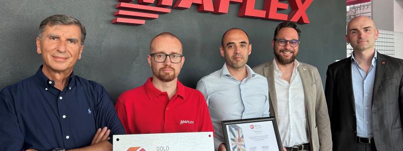The picture from left: Massimo Ciapetti, Sales Manager OEM Rockwell Automation Marco Lorenzetti, Software Engineering Supervisor Maflex. Francesco Petrucci, Purchasing Supervisor Maflex Edoardo Sacchetti, ACM OEM Rockwell Automation Luca Mazzotti General Manager Maflex. Photo: Maflex