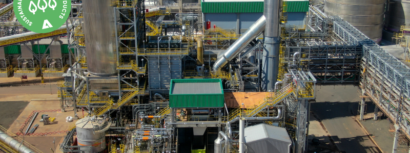 The sulfuric acid plant at Klabin’s Ortigueira facility is the first worldwide to produce commercial-grade, concentrated sulfuric acid at a pulp mill. Photo: Klabin