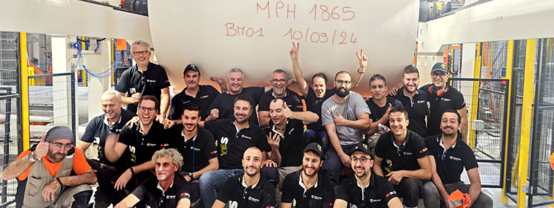 Toscotec’s and MPH1865’s teams at Annonay mill in France. Photo: Toscotec