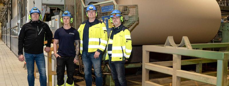 Ranheim Paper & Board team in front of the rebuilt PM5 at their mill in Norway. Photo: Toscotec