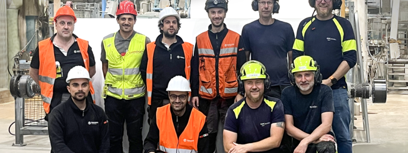 Rexcell Tissue & Airlaid and Toscotec’s teams at Skåpafors tissue mill in Sweden. Photo: Toscotec