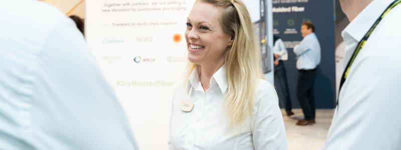 Sanna Fager, Chief Commercial Officer PulPac, during the Interpack fair earlier this year.