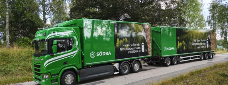 The electric wood chip truck will be deployed on regular routes and will be a natural part of Södra's truck fleet.  Photo: Södra