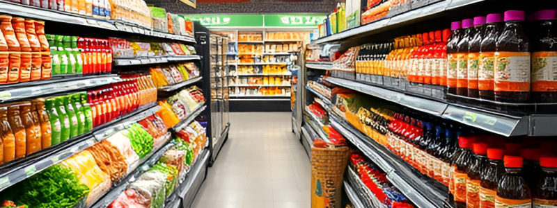 First-of-its kind analysis of 1,500 supermarket groceries reveals the stranglehold that plastic packaging has on food and drink shopping. AI generated image.