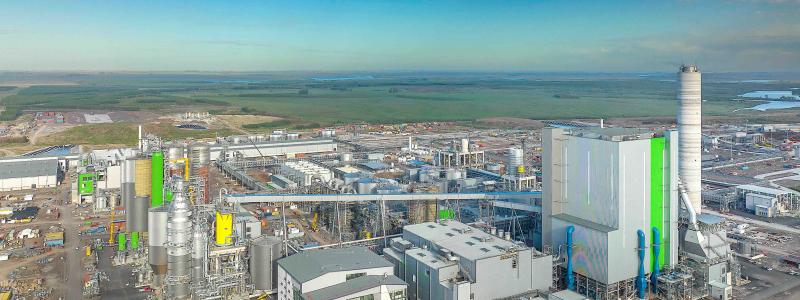 Paso de los Toros pulp mill in Uruguay. The facility, inaugurated in 2023, has an annual production capacity of 2.1 million tonnes of eucalyptus pulp and is one of the largest investments in the country's history. The mill produces pulp for export to the global paper and packaging industries. Photo: UPM