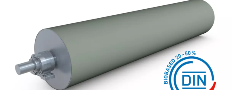 One example of a sustainable roll cover is AiroGuide Tune Green. This is the first DIN CERTCO certified sustainable roll cover on the market with the same performance data as the petroleum-based alternatives. Photo: Voith