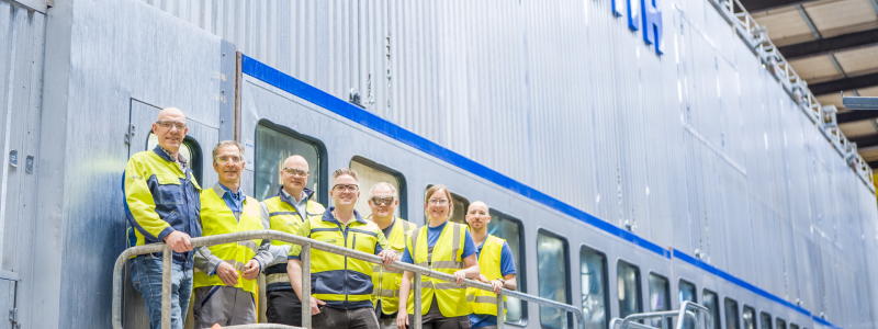 From left to right: Sjon Vrieze (Smurfit Westrock), Richard Horn (Voith Paper), Wouter Lap (Smurfit Westrock), Bas Noldus (Smurfit Westrock), Klaus Meier (Voith Paper), Helga Krieger (Voith Paper) and Tobias Englet (Voith Paper). Photo: Voith/Smurfit Westrock