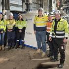 Visy and Runtech teams photographed next to a RunPro Turbo Compressor. From the left: Alessandra Bandeira, Michael Coleman, Leonardo Bau, Cameron Heins, Bruce MacGregor and Mika Tähtinen. Photo: Runtech