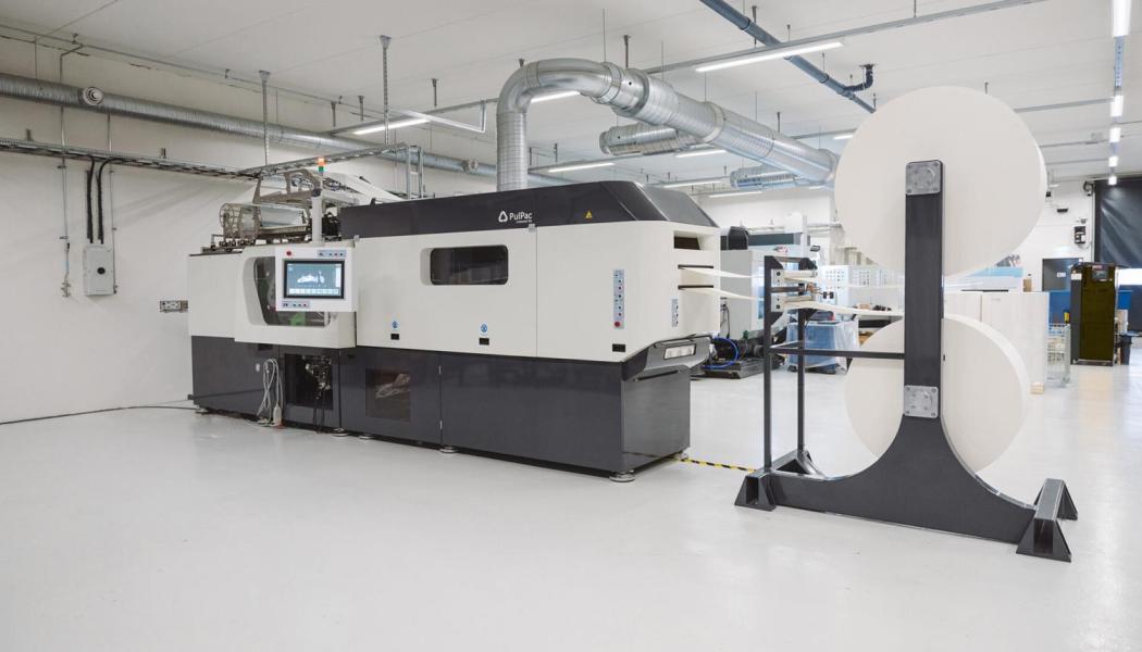 Dry Moulded Fibre production line used for industrial-scale fibre packaging. Photo: Future Materials Sweden