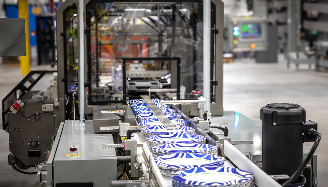 Dixie tableware comes off a production line at the new facility in Jackson, Tennessee. Photo: PRNewsfoto/Georgia-Pacific