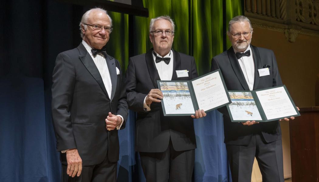 Professor Ilkka Kilpeläinen and Professor Herbert Sixta receives the 2022 Marcus Wallenberg Prize. Photo: MWP