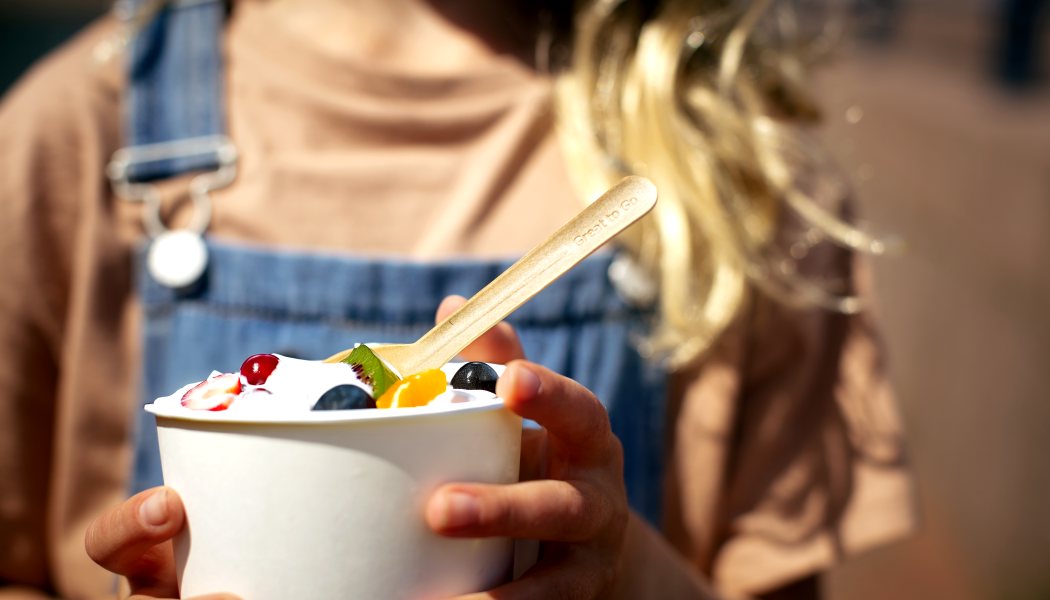Innovative packaging solution ‘ProDairy’ reduces plastic content to below 10% while maintaining high performance standards.  Photo: Huhtamaki