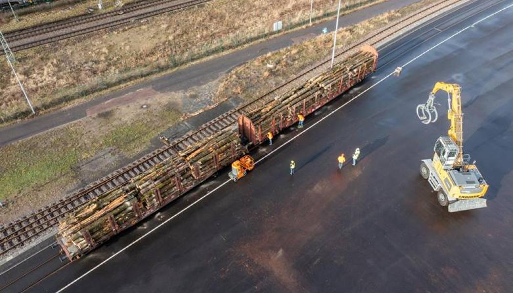 The first deliveries of wood have now been made to the Leuna biorefinery by rail, in partnership with DB Cargo. Picture: UPM