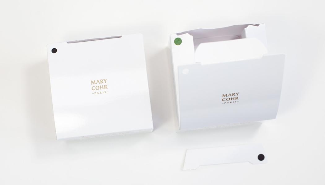 The secondary packaging for a cosmetic container from Mary Cohr, which won the award in the General Packaging/Virgin Fibre category, impressed the jury first and foremost with its tamper-proof seal. Photo: Sappi Europe