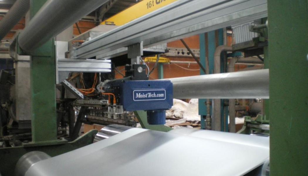 MoistTech's IR3000 sensors can provide accurate readings even at high moisture levels of 90%-96% at the wet end of production. Photo: MoistTech Corp