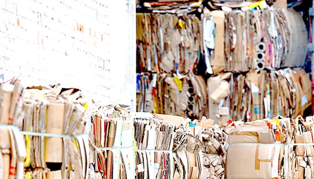 Packed cardboard waste for recycling and pulping. Kemira is known for producing chemicals for water purification and industrial applications, including the pulp and paper industry needs. Photo: Kemira