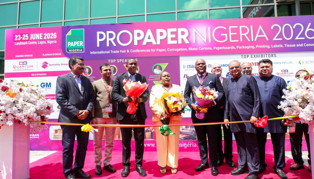 Chief Guest Honourable Folashade Ambrose-Medebem, Commissioner, Commerce, Cooperatives, Trade and Investment of Lagos State Government, Nigeria, inaugurates West Africa's flagship paper, packaging, and printing exhibition at Landmark Centre. Photo: ProPaper Nigeria