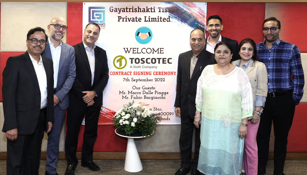 Gayatrishakti Tissue and Toscotec at contract signature in India. Photo: Toscotec