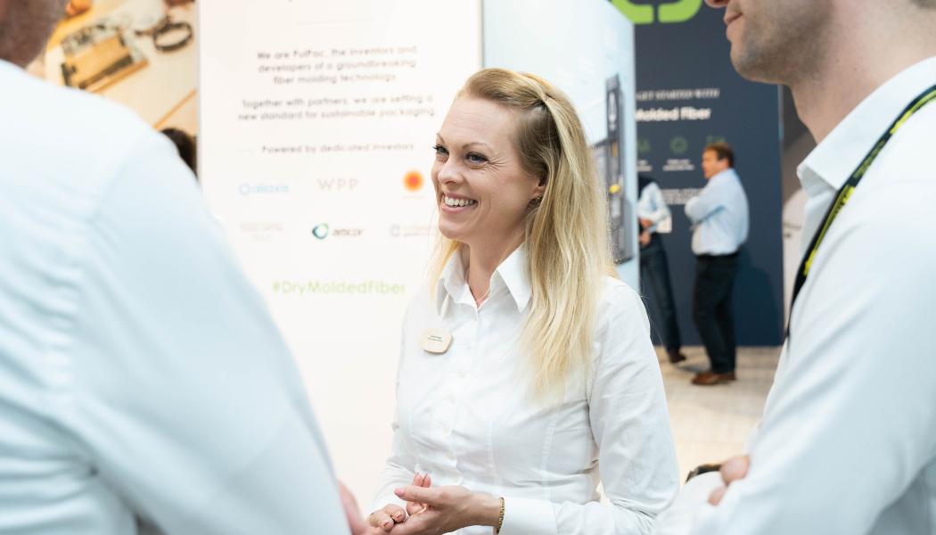 Sanna Fager, Chief Commercial Officer PulPac, during the Interpack fair earlier this year.