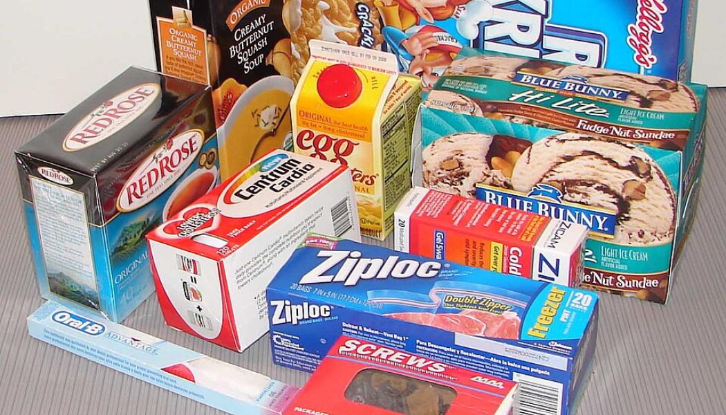 Variety of cartons. AI can improve logistics and packing by reducing human error and optimising space in each package. Photo: Wikimedia Commons, credit: R L Sheehan.