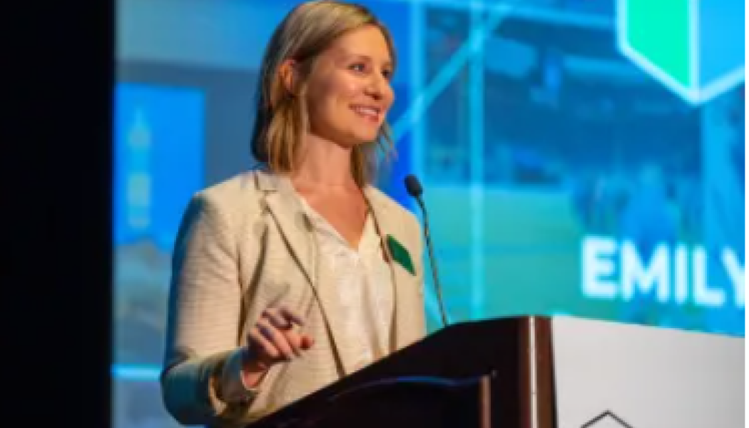 Emily Leonczyk addresses the crowd at PPC’s recent Fall Meeting and Leadership Conference. Photo: PPC