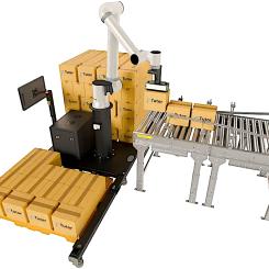 Tutor Intelligence presents its new cobot palletizer for co-packers – no prior experience or upfront capital required. Photo: Tutor Intelligence