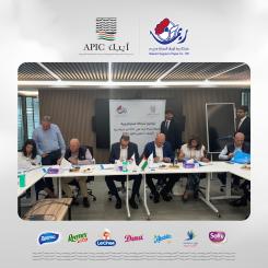 Tarek Aggad, Chairman & CEO of APIC signing the acquisition agreement with Reema shareholders: Nabil and Omar Alhaj Abed, Jadallah Jadallah, and Al Hur investments Co. represented by Lana Alhaj Abed and Nadine Issa. Photo: PRNewsfoto/APIC