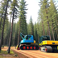 Artist's view of modern forestry. Archive image