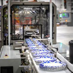 Dixie tableware comes off a production line at the new facility in Jackson, Tennessee. Photo: PRNewsfoto/Georgia-Pacific