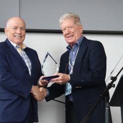 Christian Schiel, a former Voith employee, was posthumously inducted into the Paper Industry International Hall of Fame (PIIHOF) in recognition of his many innovative developments that contributed greatly to modern paper machine designs. The award was accepted by Michael MacGregor, a former colleague of Schiel and a co-sponsor of the award nomination. (From left to right: Dan Clarahan, Atlas Science Center Board of Director President and Paper Industry International Hall of Fame Selection Committee, and Michael MacGregor, former colleague of Schiel and a co-sponsor of the award nomination.) Photo: Voith