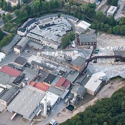 Aerial view of the paper mill in Hainsberg, Saxony. Photo: Screenshot. Credit: Papierfabrik Hainsberg.