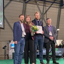 The Woamy team at stage. Woamy addresses the growing need to replace plastic foams. Photo: Simon Matthis
