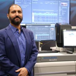 JohnHenry Ruggieri, president of SunDance, with the company's new Heidelberg Versafire digital printer. Photo: SunDance