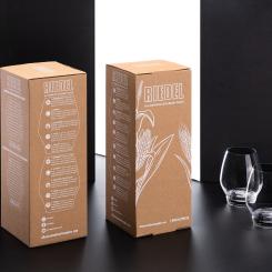 Mondi produces innovative brown paper packaging with white digital printing for Riedel Glas. Photo: Mondi