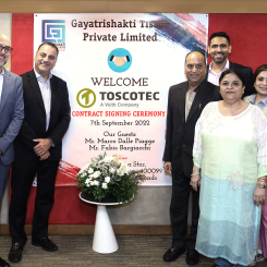 Gayatrishakti Tissue and Toscotec at contract signature in India. Photo: Toscotec