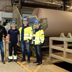 Ranheim Paper & Board team in front of the rebuilt PM5 at their mill in Norway. Photo: Toscotec