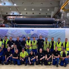 The rebuilt machine is running smoothly with a capacity of 150,000 tons of brown and white kraft paper per year and a paper witdth of 6,300 mm at the reel.  Photo: Andritz