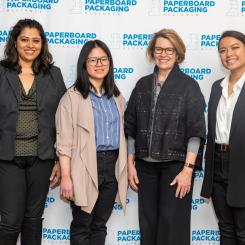 Photo of people from left to right are: Ankita Ghosh (FIT), Claudia Natasha (FIT), Heidi Brock (President and CEO of AF&PA), and Jessica Vergel (FIT). Photo: AF&PA