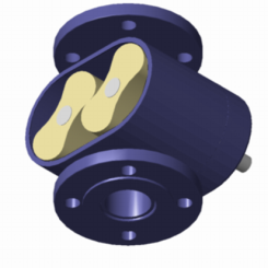 Schematic view of an open rotary lobe (roots type) compressor) Author : R. Castelnuovo/Wikimedia Commons