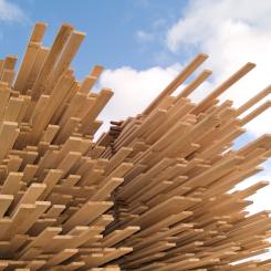 Sawn timber stacked in lumber piles. Photo: Wikipedia Commons Lic. Credit: Kotivalo