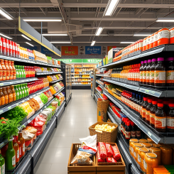 First-of-its kind analysis of 1,500 supermarket groceries reveals the stranglehold that plastic packaging has on food and drink shopping. AI generated image.